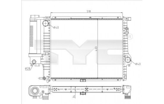 Kylare, motorkylning 703-0010-R TYC