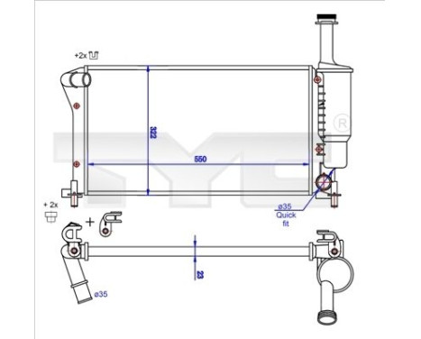 Kylare, motorkylning 709-0025-R TYC