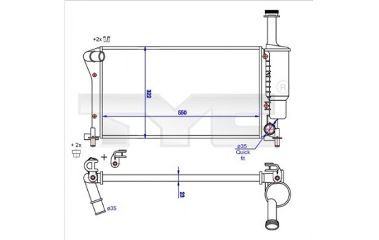 Kylare, motorkylning 709-0025-R TYC