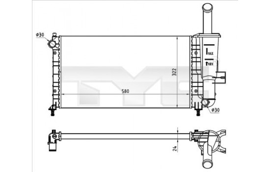 Kylare, motorkylning 709-0026-R TYC