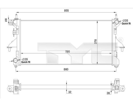 Kylare, motorkylning 709-0028-R TYC
