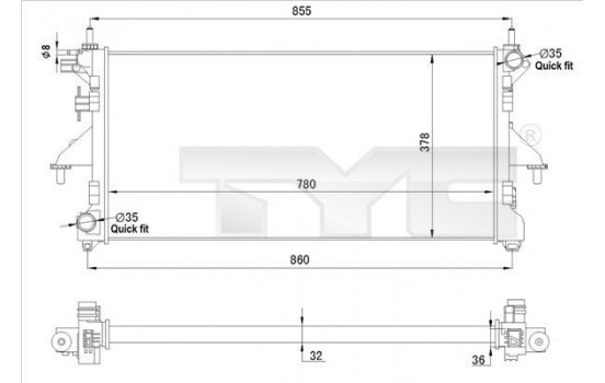 Kylare, motorkylning 709-0028-R TYC