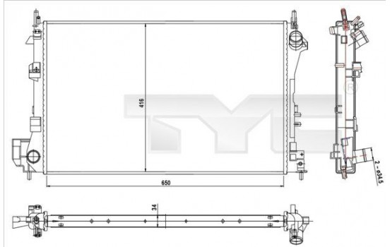 Kylare, motorkylning 725-0010-R TYC