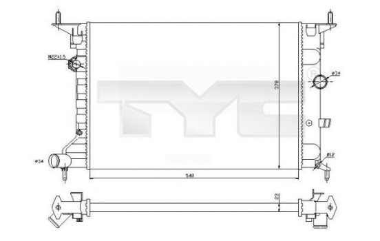 Kylare, motorkylning 725-0026-R TYC