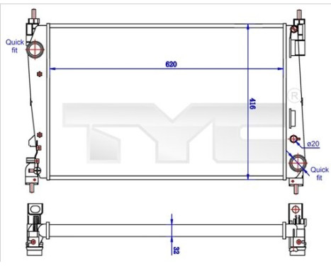 Kylare, motorkylning 725-0042-R TYC