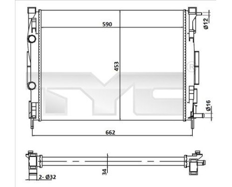 Kylare, motorkylning 728-0054 TYC