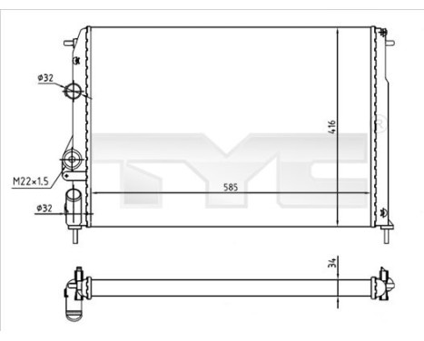 Kylare, motorkylning 728-0055-R TYC