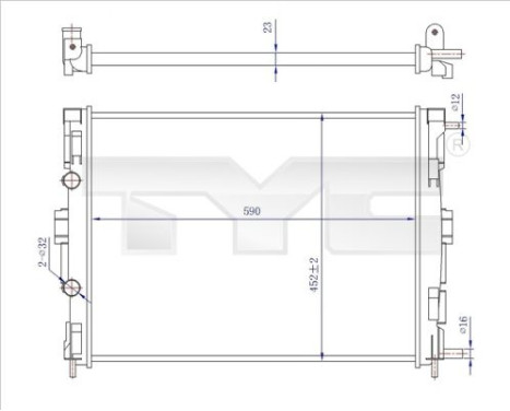 Kylare, motorkylning 728-0059-R TYC