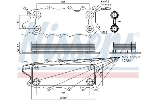 Oljekylare, motor 90784 Nissens