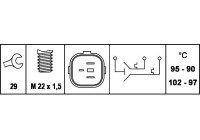 Termokontakt, kylarfläkt 6ZT 007 837-061 Hella