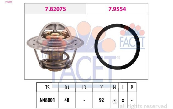 Termostat, kylvätska Made in Italy - OE Equivalent 7.8207 Facet
