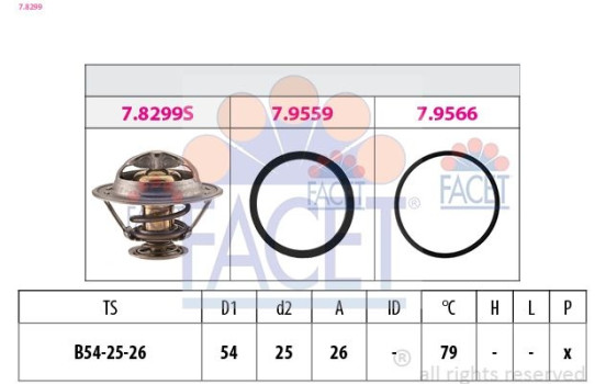 Termostat, kylvätska Made in Italy - OE Equivalent 7.8299 Facet