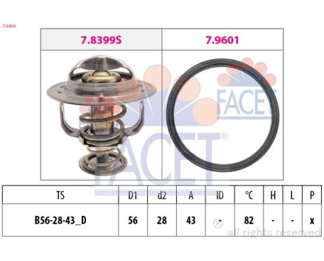 Termostat, kylvätska Made in Italy - OE Equivalent 7.8404 Facet