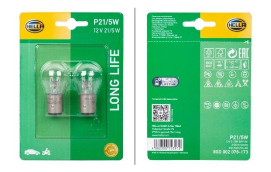 Hella Longlife P21/5W, 12V21/5W (2 pieces)