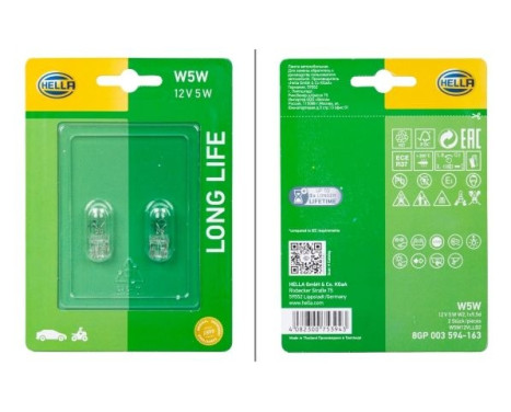 Hella Longlife W5W, 12V5W (2 pieces)