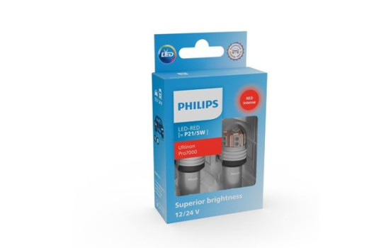 Philips LED lamps P21/5W Ultinon PRO7000 - Red - BAY15D - 12/24V