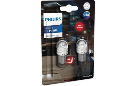 Philips P21W LED Retrofit Red 12V BA15s 2 Pieces