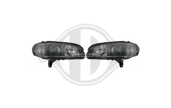 Headlights Opel Omega B 97-99 Black / Clear = for RHD 1844380 Diederichs