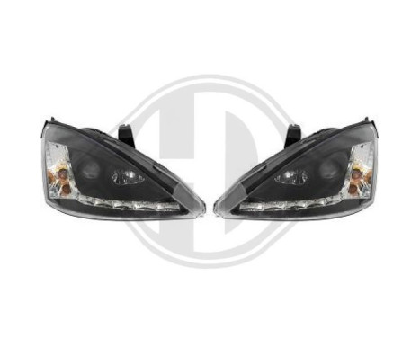 Headlights suitable for + DRL suitable for Ford Focus 1998-01/2002 black 1415785 Diederichs, Image 2