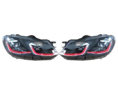 Set 7.5-Look LED Headlights suitable for Volkswagen Golf VI 2008-2012 - Black/Red - incl. DRL