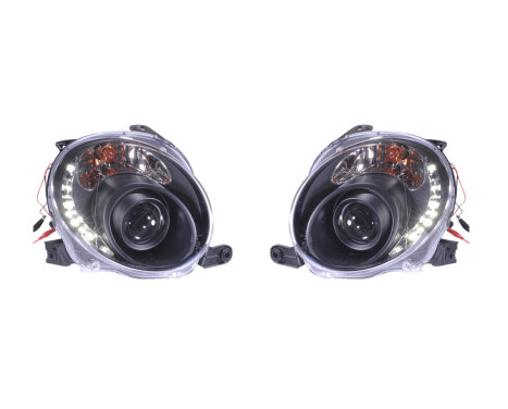Set headlights DRL-Look suitable for Fiat 500 2007- - Black