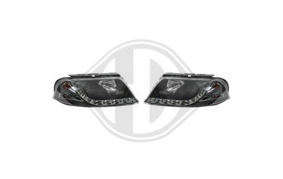 Set headlights DRL-Look suitable for Volkswagen Passat 3BG 2001-2004 - Black 2246485 Diederichs
