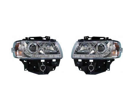 Set headlights DRL-Look suitable for Volkswagen Transporter T4 'GP' 1996-2003 - Chrome