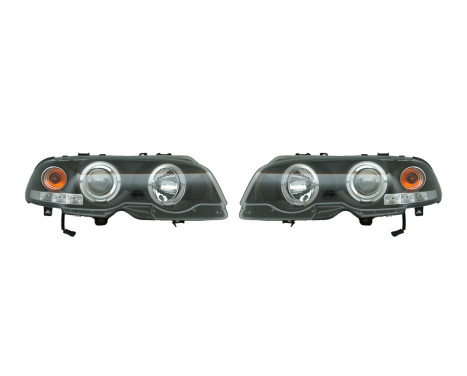 Set headlights suitable for BMW 3-Series E46 Coupe/Cabrio 1999-2002 - Black - incl. Angel-Eyes