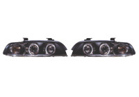 Set headlights suitable for BMW 5-Series E39 1996-2003 - Black - incl. Angel-Eyes