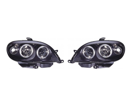 Set headlights suitable for Citroën Saxo 2000-2003 - Black - incl. Angel-Eyes