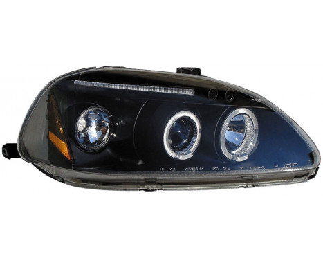 Set headlights suitable for Honda Civic 1996-1999 - Black - incl. Angel-Eyes, Image 2