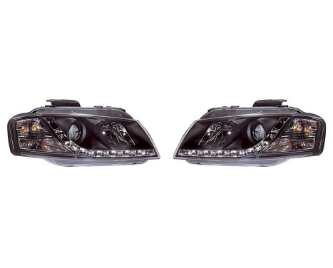Set headlights suitable for incl. DRL Audi A3 8P 2003-2008 - Black