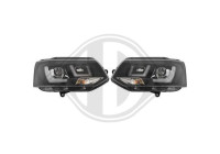 Set headlights suitable for incl. DRL Volkswagen Transporter T5 2010-2015 - Black - incl. Motor 2273485 Diederichs