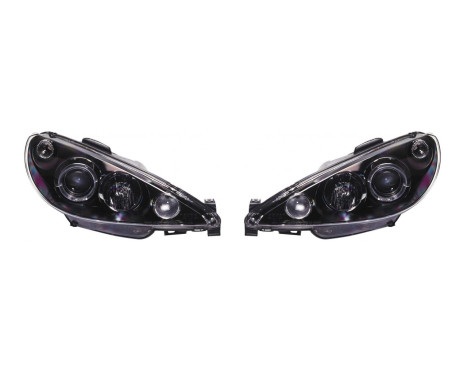 Set headlights suitable for Peugeot 206 1998-2002 excl. GTi - Black - incl. Angel-Eyes