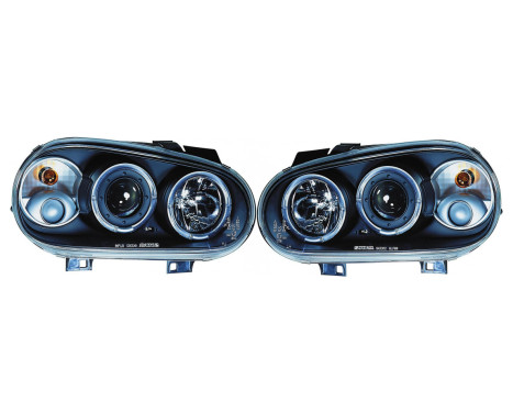 Set headlights suitable for Volkswagen Golf IV 1998-2003 - Black - incl. Angel-Eyes