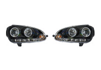 Set headlights suitable for Volkswagen Golf V 2003-2008 - Black - incl. Angel-Eyes