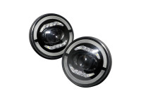 Set LED Headlights - suitable for Land Rover 90/110 & Defender - Black