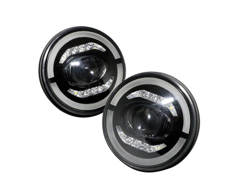 Set LED Headlights - suitable for Land Rover 90/110 & Defender - Black