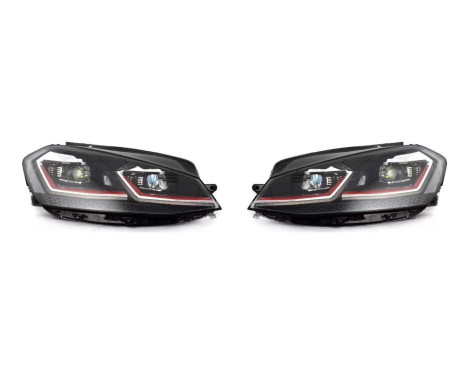 Set LED Headlights suitable for Volkswagen Golf VII Facelift (7.5) 2017- - Black/Red - incl. DRL