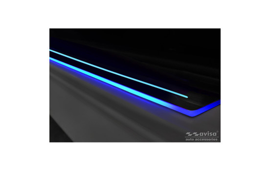 Embellecedores universales para umbral de puerta de acero inoxidable negro con iluminación LED azul - 2 piezas - 44,8 x, Imagen 3
