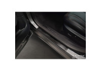 Molduras de umbral de puerta de acero inoxidable negro aptas para Ford Mustang Mach-E 2020- 'Lines' - 4 piezas