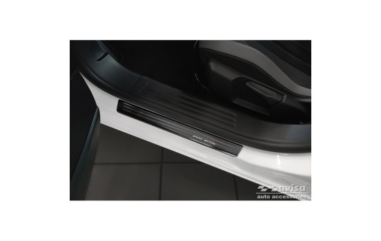 Molduras de umbral de puerta de acero inoxidable negro aptas para Opel Mokka 2020- - 'Edición especial' - 4 pie