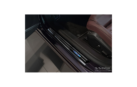 Molduras de umbral de puerta de acero inoxidable negro aptas para Peugeot 508 II Sedán 2019- 'Híbrido' - 4 pie