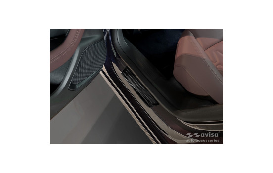 Molduras de umbral de puerta de acero inoxidable negro aptas para Peugeot 508 II Sedán 2019- 'Híbrido' - 4 pie, Imagen 4