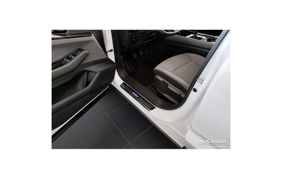 Molduras de umbral de puerta de acero inoxidable negro aptas para Renault Austral (RHN) 2022- 'Híbrido' - 2 pie
