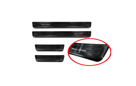 Molduras de umbral de puerta de acero inoxidable negro aptas para Skoda Kamiq 2019 - 'Edición especial' - 4 pie, Imagen 3