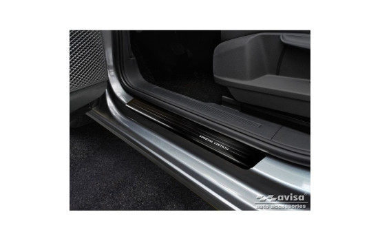 Molduras de umbral de puerta de acero inoxidable negro aptas para Volkswagen Caddy V 2020- - 'Edición especial'