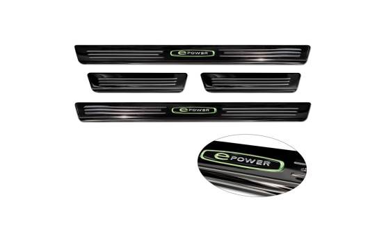 Molduras de umbral de puerta de acero inoxidable negro aptas para Volkswagen ID.4 2020- 'E-Power' - 4 piezas, Imagen 5