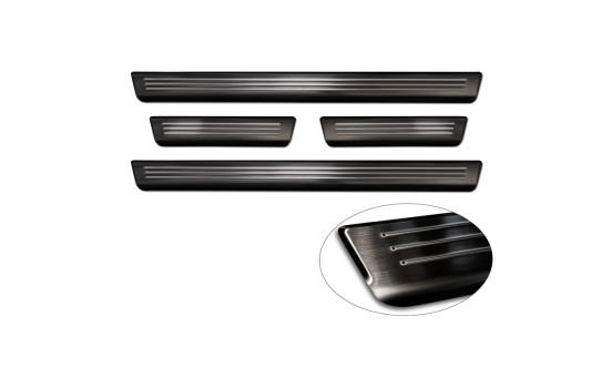 Molduras de umbral de puerta de acero inoxidable negro aptas para Volkswagen ID.4 2020- 'Lines' - 4 piezas, Imagen 6