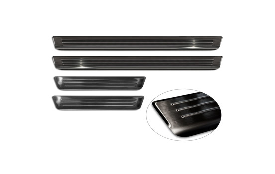 Molduras de umbral de puerta de acero inoxidable negro aptas para Volkswagen Tiguan III (CT1) 2024- - 'Líneas' , Imagen 5